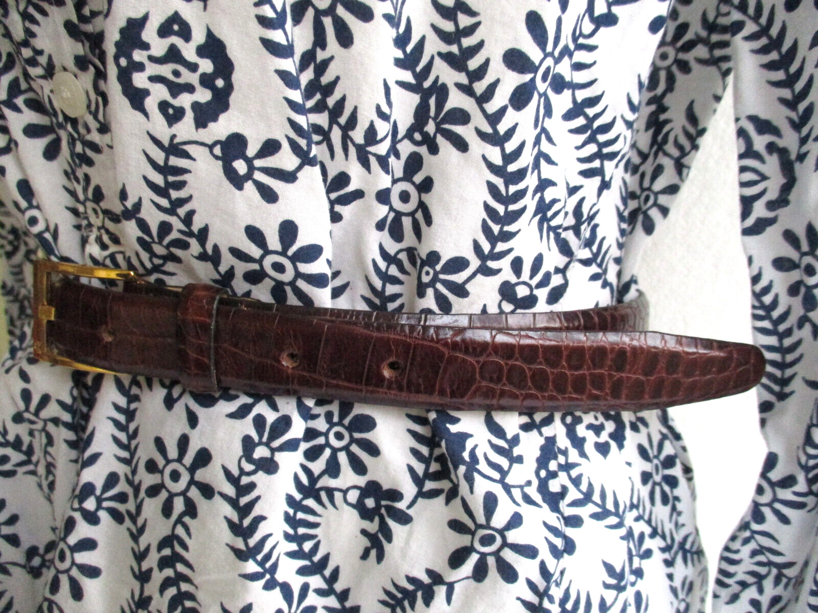 Calvin Klein Alligator Calf Leather Belt Engraved CK Logo Buckle Women's Small thumbnail 5