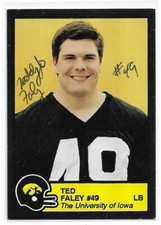 TED "TEDDY JO" FALEY Autographed Signed 1989 card Iowa Hawkeyes Football COA