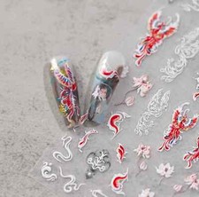 Red Phoenix Bird Themed Nail Art Stickers m-310, TS-3619 