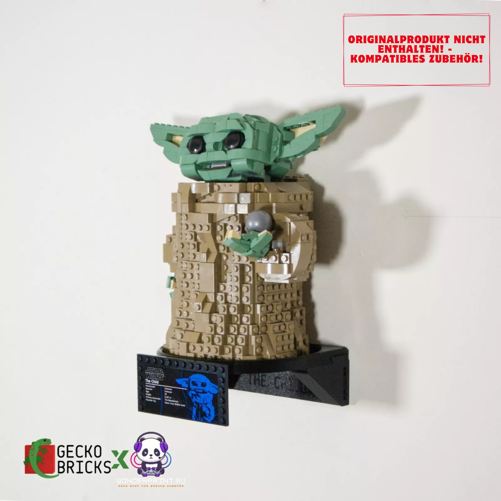 Halterung Halter Display passend für LEGO® Star Wars Das Kind Yoda Figur 75318