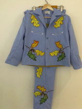 Men's 2Pc Bespoke Leaves Embroidered Nudie Western cowboy Cocktail Prom Outfits