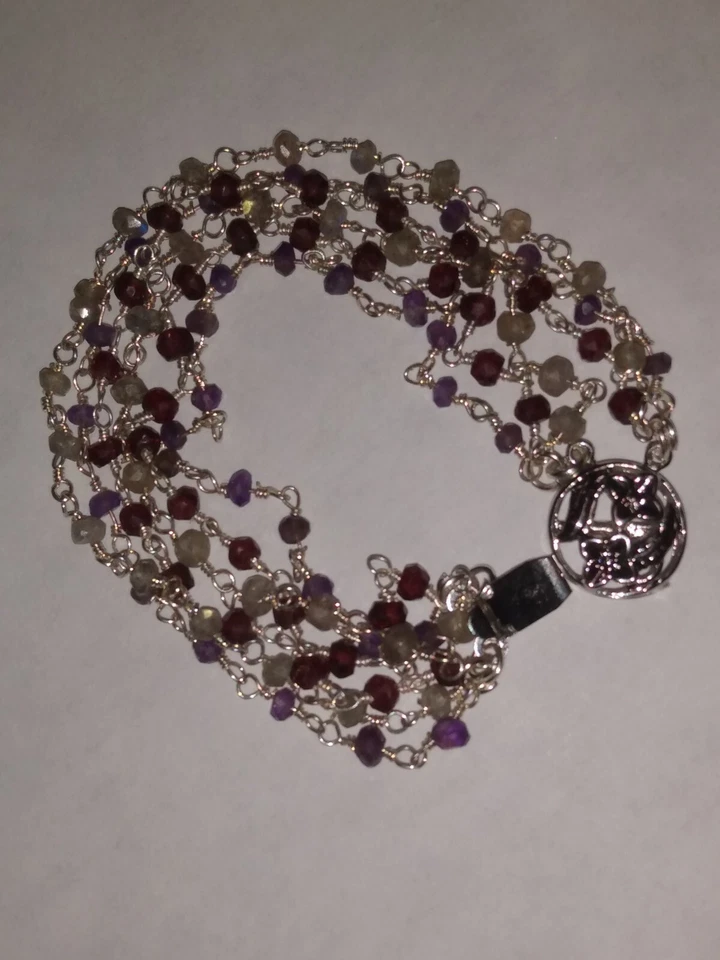 Gemstone 6 strain bracelet Labradorite, Garnet, Amethyst - Image 2 of 4
