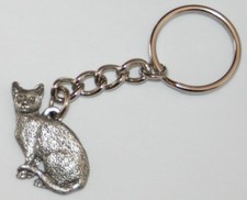 Cat Fine Pewter Keychain Key Chain Ring USA Made