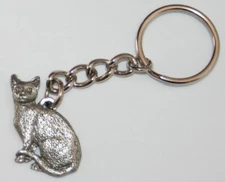 Cat Fine Pewter Keychain Key Chain Ring USA Made