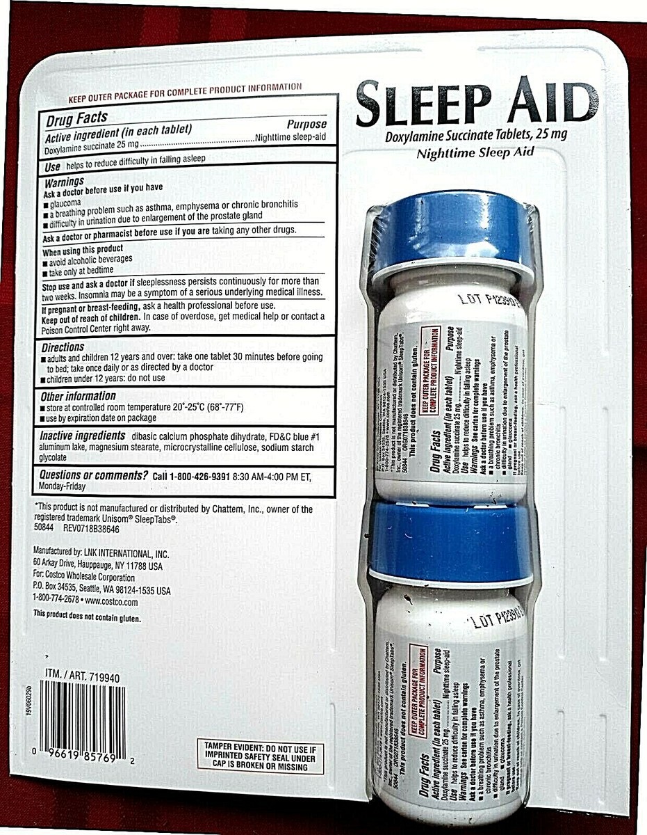 Kirkland Signature Doxylamine Succinate 25 Mg Sleep Aid – 192 Tablets, Nighttime Sleep Support