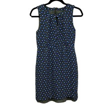 J. Crew Womens Sheath Dress Key Hole V Neck Sleeveless Lined Green Blue Size 2*