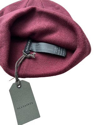 All Saints State Logo Knit Beanie Hat Amarone Red Underground Beanie Hat CRIMSON RED | ALLSAINTS main image 3