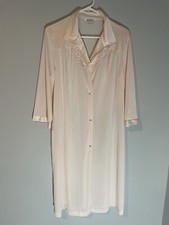 Vintage Vanity Fair PINK Button Front 3/4 Sleeve Robe Gown Sz 36 Large Flowers