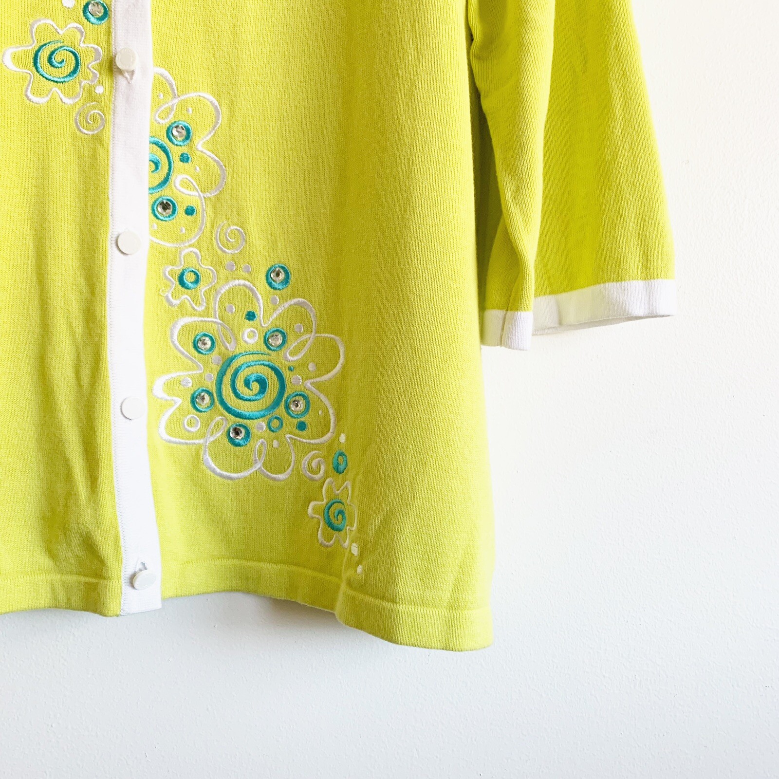 Bob Mackie Wearable Art Cardigan Sweater Floral E… - image 4
