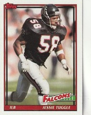 FREE SHIPPING-MINT-1991 Topps Jessie Tuggle #568 FALCONS PLUS BONUS CARDS