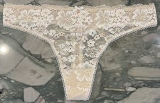 NEW Victoria Secret Body By Victoria Lace Front Thong Champagne White XL or XXL
