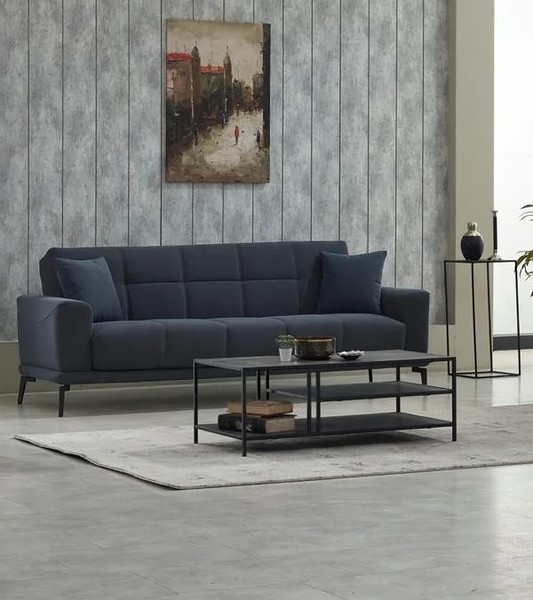 Dreisitzer Polstersofa Couch 3 Sitzer Stoffsofa Grau Sofa Wohnzimmer-image