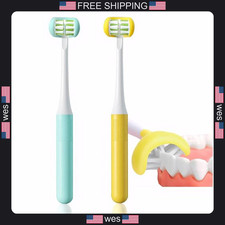 2 Pack 3 Sided Toddler Toothbrush, Soft Bristle Kids Toothbrush for Autism