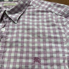 Burberry Button Up Shirt Mens S Purple Check Graph Plaid Long Sleeve Luxury