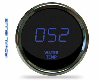 Intellitronix MS9113B LED Digital Water Temp Gauge 2-1/16'' 50 To 350 Chrome Blue