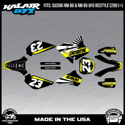 Graphics Kit for Suzuki RM85 (2001-2023) UFO RESTYLE FH-Yellow