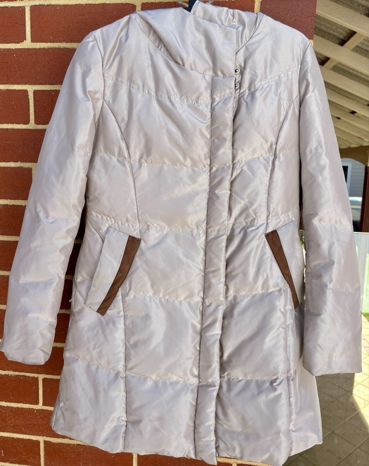 EGOIST Long Down Puffer Jacket Coat Hooded Champagne AU 10-12 Y2K Japan Rare