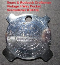 Vintage Sears & Roebuck Craftsman 4 Way Steel Pocket Screwdriver Tool USA Made