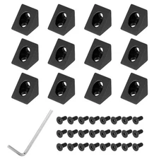 Black Aluminum Extrusion Profile Connectors Set, 2020 Series Corner Brackets
