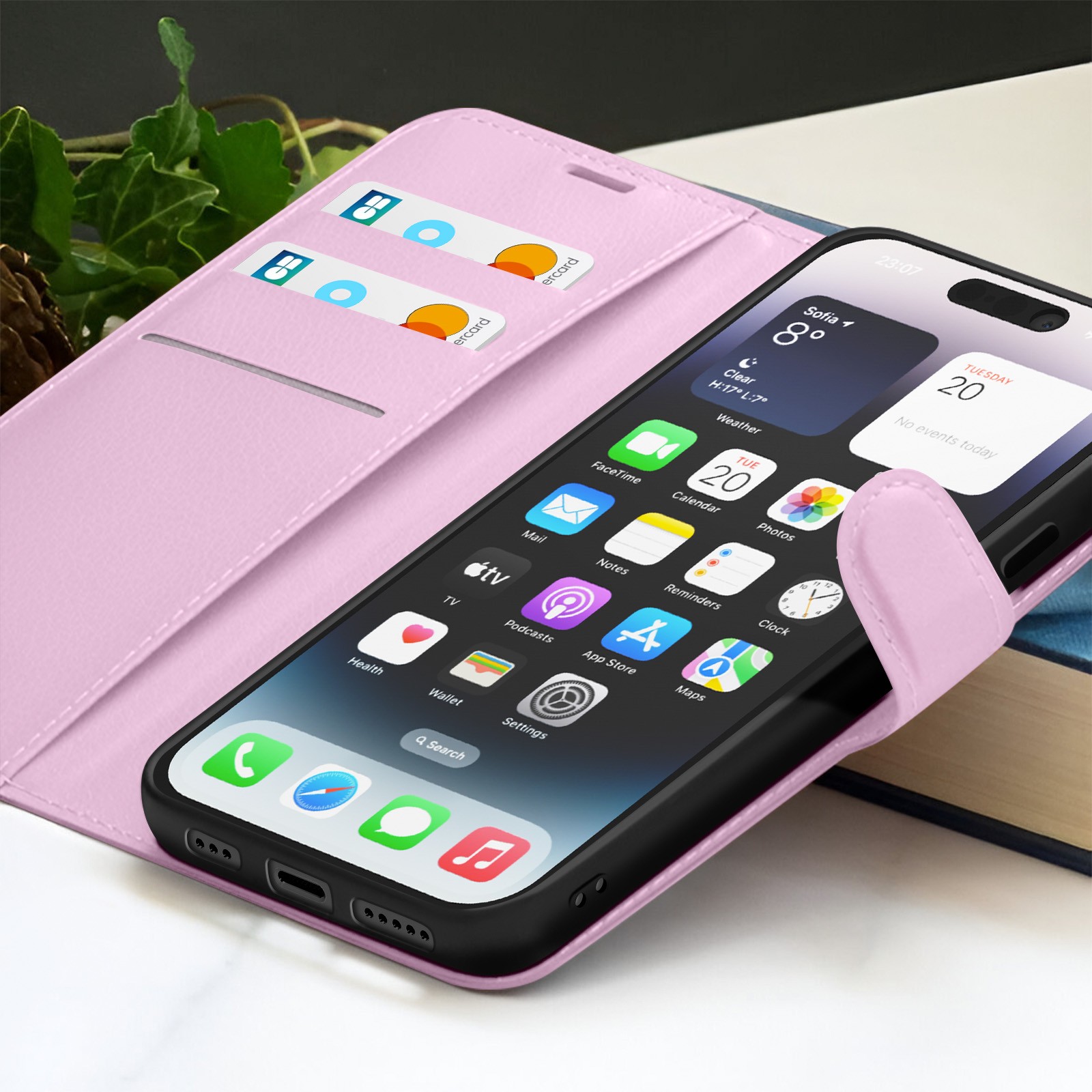 Coque iPhone 14 Pro Max Rose Zanaé avec Support Tab et Porte-Cartes Intégré