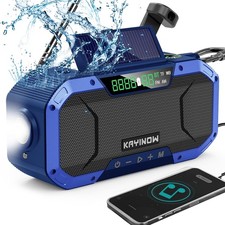 KAYINOW Emergency NOAA Weather Radio, Solar Hand Crank FM AM Radio with Blue