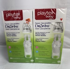 2 Playtex Nurser Drop-ins Pre-sterilized Disposable Liners 8-10 oz 50 Cnt SEALED