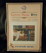 Latch Hook Kits Handmade Series NEW 52cm X 38cm Cat Sleeping On Books DT111