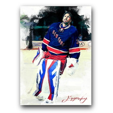 Henrik Lundqvist #6 Art Card Limited 44/50 Edward Vela Signed (New York Rangers)