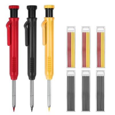 3 Pack Mechanical Carpenter Pencils with 36 Refills for Woodworking Architect
