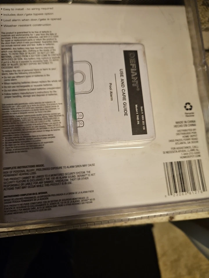 Defiant Wireless Pool Door Gate Alarm Loud with Bypass Battery, THD-PA - Image 4 of 4