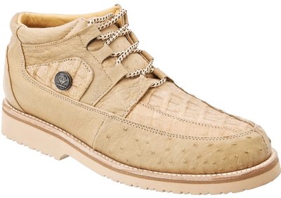 White Diamonds Genuine Exotic Caiman and Ostrich Skin Casual Shoes - Oryx Sand