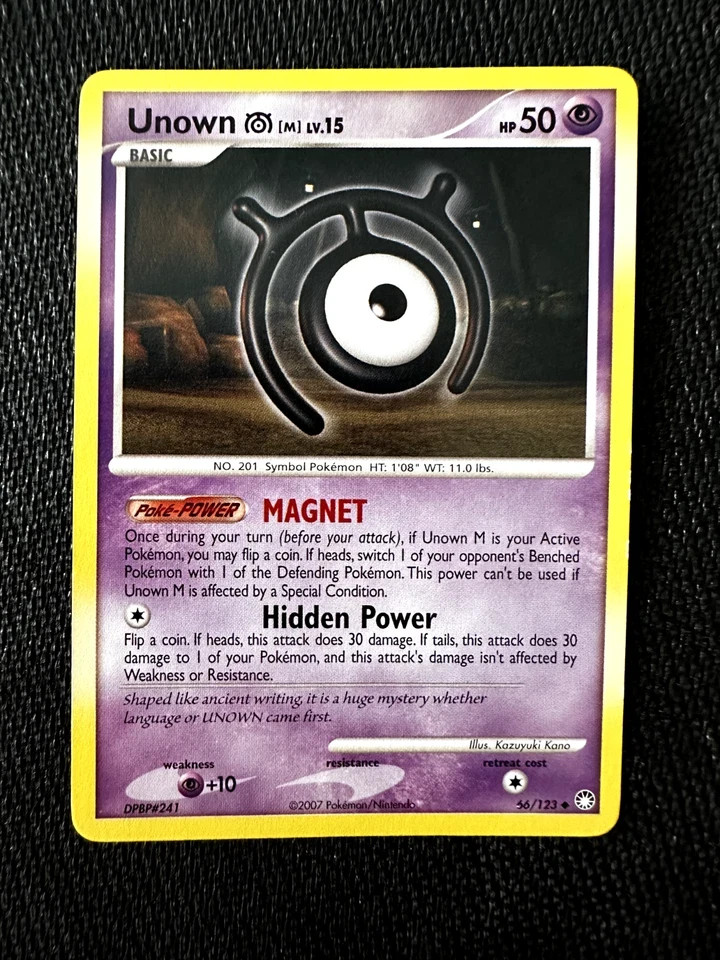 Unown M 56/123 Mysterious Treasures Pokemon Card