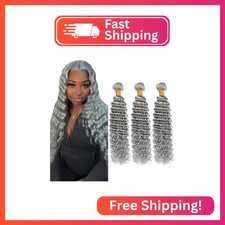Grey Bundles Human Hair Deep Wave Bundles 24 26 28 Inch Gray Deep Wave Bundle Hu