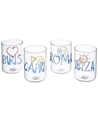 Jonathan Adler Set Of 4 Jet Set Glassware Clear