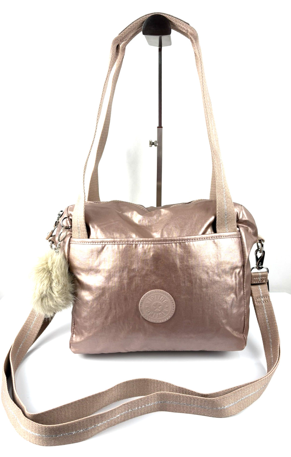 Borsa Kipling 'Eliza' media a tracolla/tracolla - blush metallizzato - nuova con etichette