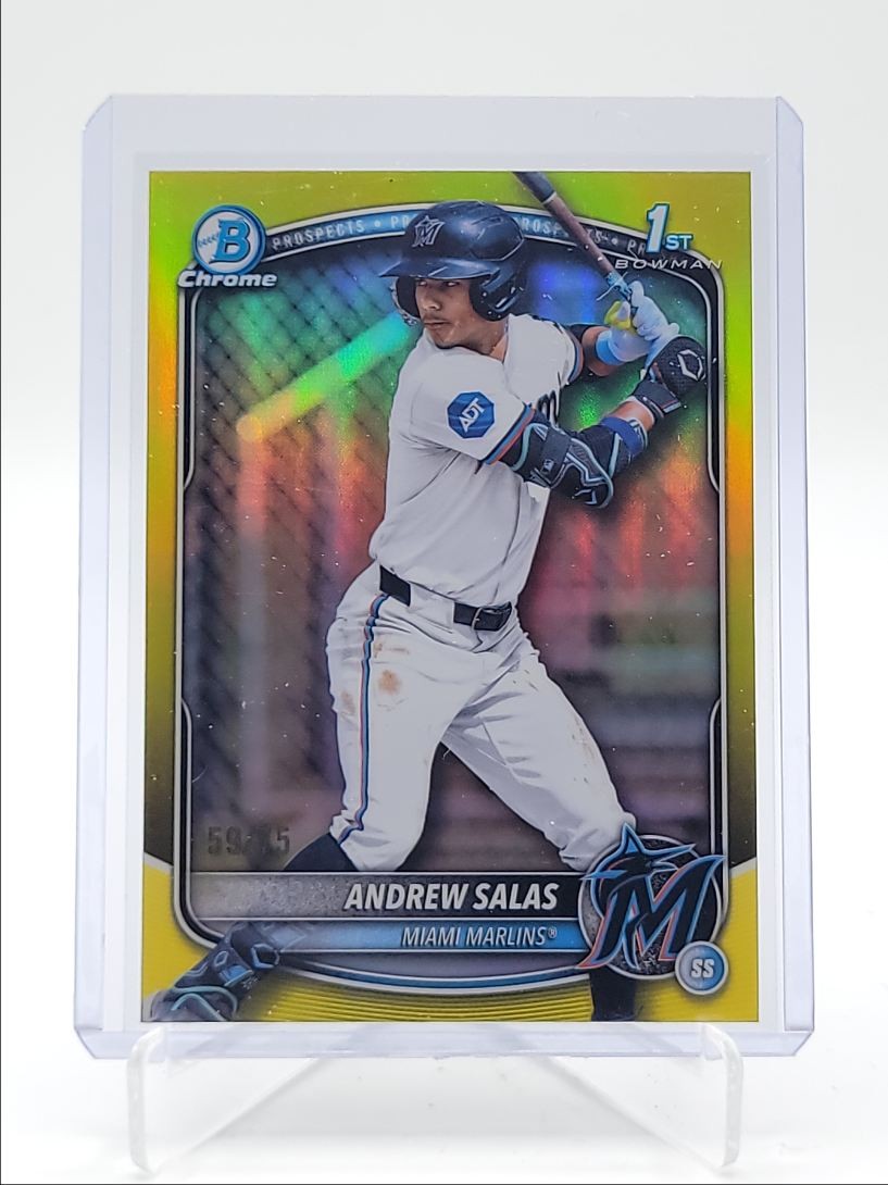 ANDREW SALAS 2025 BOWMAN CHROME 1ST YELLOW REFRACTOR MARLINS /75 Q5547