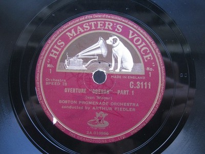 BOSTON PROMENADE ORCHESTRA 12'' 78 RPM OVERTURE ''OBERON'' PART 1/2 HMV C.3111