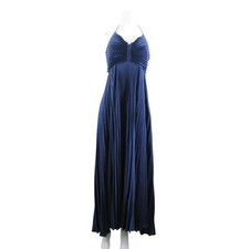 A.L.C. Riviera Dress Womens 10 Blue Pleated Maxi Criss Cross Back Gown Formal
