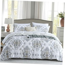 Damask Duvet Cover King Size - 100 Cotton 400 Thread Count Prewashed Boho