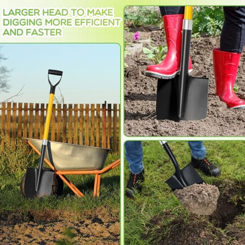 4 Pack Heavy Duty Digging Shovel Long Metal Shovel with Comfortable D Handel, - Picture 7 of 8