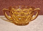 Vintage Amber Depression Glass Jeanette Cube Open Sugar Bowl