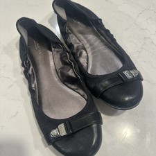 COACH Soft Black Leather Delphine Buckle Lock Ballet Ballerina Flats 8