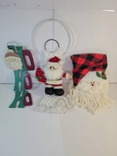 Lot Of 3 Christmas Holiday Santa Clause Hangable Wall Art Decorations