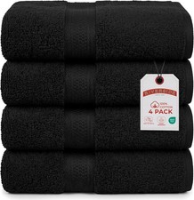 100 Ring Spun Cotton Large Bath Towels Set of 4, 27 x 54 Inches   Quick Dry,