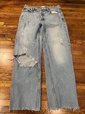 Abercrombie  Fitch Jeans Women 12 31W Blue The Dad High Rise Distressed Denim