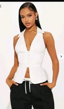 Fashion Nova Women's Top White Size Medium