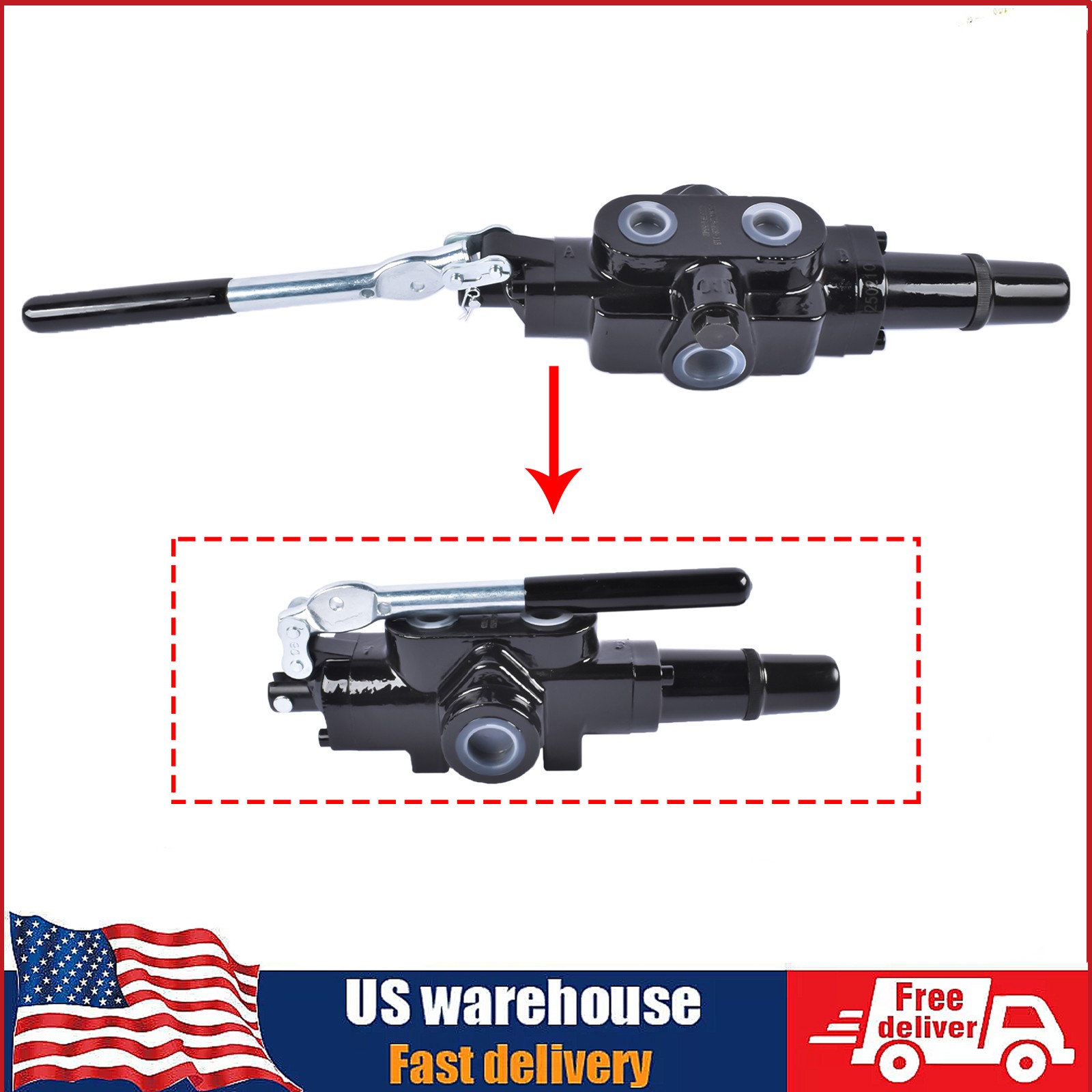 3500PSI 25GPM Hydraulic Log Splitter Control Valve Adjustable 1/2" Work Port NEW