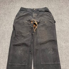 Vintage Carhartt Black Thrashed Double Knee Work Wear Carpenter Pants