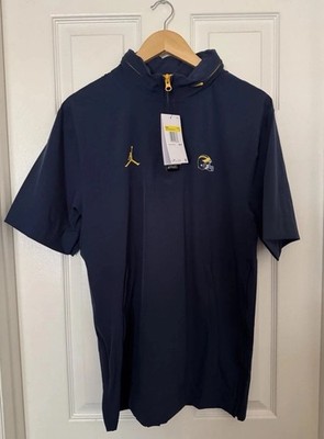 Jordan Men Small Michigan Wolverines Football Team PE Half-Zip Hoodie Jacket NEW