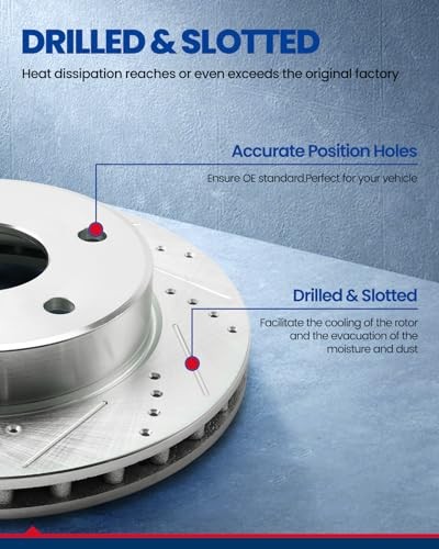 Rear Brake Kit, Drilled and Slotted Brake Rotors, Ceramic Brake 54131+D1082 - Picture 6 of 7